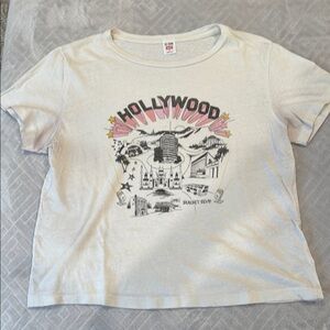 Re/Done White Hollywood Graphic Tee
